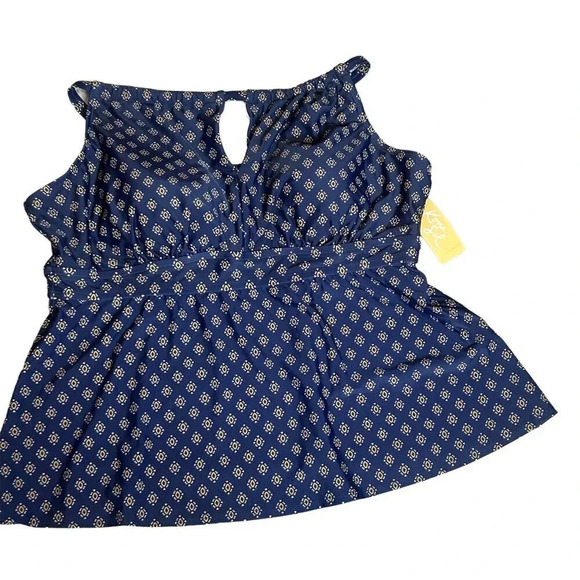 Kona Sol Blue Patterned Tankini Top Siz3 2X NWT - Picture 1 of 8